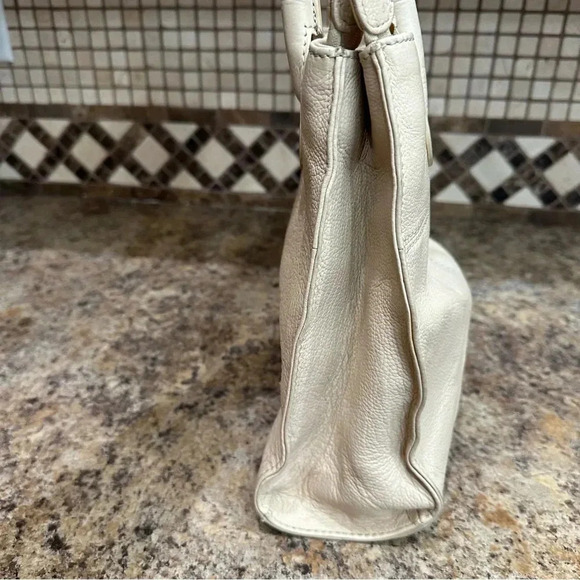 Osprey London Beige Pebbled Leather Shoulder Bag Medium Purse Two Zippers - Picture 5 of 12